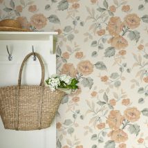 Laura Ashley - Papier peint intissé Alyworth Trail Apricot 1005 x 52cm Orange, vert sauge