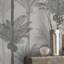 Boutique - Papier peint intissé Palmiers Exotiques 1005 x 52cm Gris