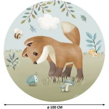 Little Dutch - Papier peint intissé rond Forest Friends Diamètre 100cm Multicolore