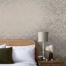 Papier peint intissé William Morris Strawberry Thief Fibrous Neutral 1005 x 52cm Naturel