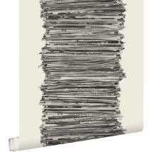Estahome - papier peint journaux noir et blanc