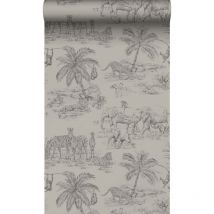 Origin - papier peint animaux de la jungle gris argileux Wallcoverings