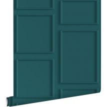 Estahome - papier peint lambris bleu canard