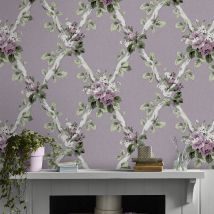 Laura Ashley - Papier peint intissé Elwyn Grape 1005 x 52cm Mauve