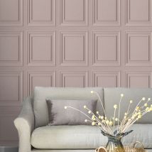 Laura Ashley - Papier peint intissé Redbrook Wood Panel Blush 1005 x 52cm Rose