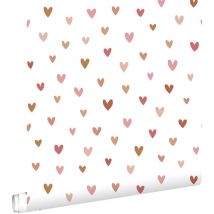 Estahome - papier peint coeurs terracotta et rose