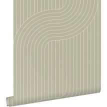 Estahome - papier peint lignes graphiques vert cendré