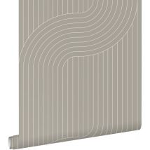 Estahome - papier peint lignes graphiques gris chaud