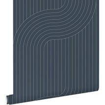 Estahome - papier peint lignes graphiques bleu foncé