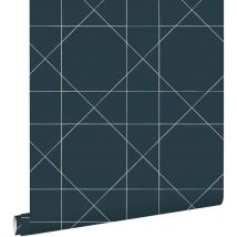 papier peint lignes graphiques bleu foncé - ESTAhome