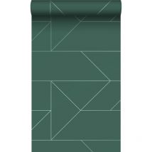 Origin - papier peint lignes graphiques vert foncé Wallcoverings