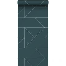 papier peint lignes graphiques bleu foncé - Origin Wallcoverings