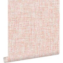 Estahome - papier peint lin rose orange pêche