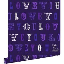 Estahome - papier peint love you - citations violet