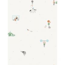 papier peint l'univers du cirque beige clair - Sanders & Sanders