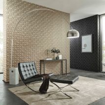 Papier peint moderne 3D or salon | Tapisserie 3D or chambre adulte | Papier peint tendance effet d'optique doré intissé