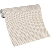 Papier peint moderne crème motif cannage chevron | Tapisserie bois cannage chevron beige | Papier peint intissé salle de bain & salon