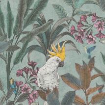Profhome - Papier peint moitf d'oiseaux 397482 papier peint intissé gaufré à chaud légèrement texturé au design de jungle mat vert bleu rose vif