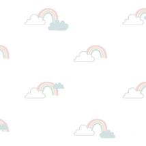 Noordwand - Papier peint Mondo baby Clouds Blanc, bleu et rose