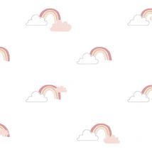 Noordwand - Papier peint Mondo baby Rainbows Blanc et rose