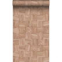 papier peint morceaux carrés de déchets de bois rose terracotta - Origin Wallcoverings