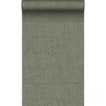 Origin - papier peint motif de carrellages avec imitation peau de serpent taupe Wallcoverings