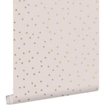 Estahome - papier peint à motif de petits points vieux rose et or