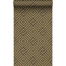 papier peint motif graphique 3D or et noir - Origin Wallcoverings