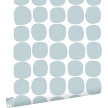 Estahome - papier peint motif graphique bleu clair et blanc