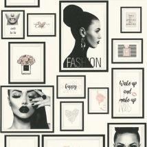 Profhome - Papier peint à motifs graphiques 369181 papier peint intissé légèrement texturé design mat noir blanc gris rose 5,33 m2