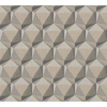 Profhome - Papier peint à motifs graphiques 387481 papier peint intissé gaufré à chaud légèrement texturé avec des figures géométriques mat beige