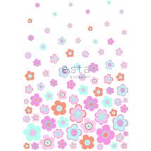 papier peint panoramique fleurs vintages turquoise, rose et violet - ESTAhome