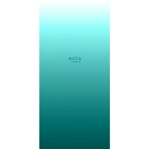 Estahome - papier peint panoramique gradient de couleur dip-dye à hauteur de chambre turquoise intense et blanc mat