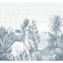 Estahome - papier peint panoramique jungle bleu