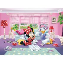 Disney - papier peint panoramique Minnie Mouse rose, rouge et violet