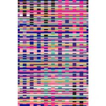 papier peint panoramique rayures graphiques turquoise, noir, violet, rose et blanc - Origin Wallcoverings