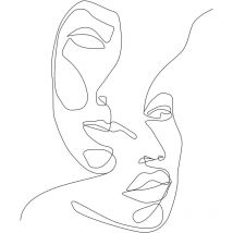 Estahome - papier peint panoramique visages Line Art noir et blanc