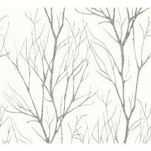Profhome - Papier peint nature 372604 papier peint intissé légèrement texturé avec un dessin nature mat gris blanc 5,33 m2