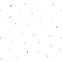 Sanders&sanders - papier peint notes de musique blanc et multicolore