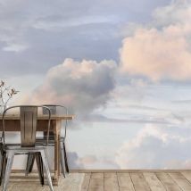 Papier peint nuages roses