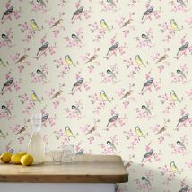 Superfresco Easy - Papier peint intissé Oiseaux sur Branches 1005 x 52cm Rose, Taupe
