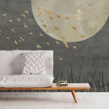 Papier peint oiseaux dores