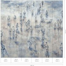 Papier peint original bleu avec motif baigneur Tapisserie moderne unie bleu idéale chambre Papier peint imitation peinture