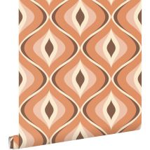 papier peint ornements au style rétro orange et marron - ESTAhome