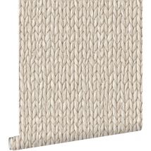 Estahome - papier peint osier tissé beige crème clair