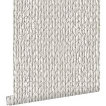 Estahome - papier peint osier tissé gris chaud clair