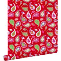 Papier peint paisleys rouge Estahome