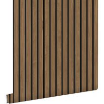 Estahome - papier peint tasseaux de bois marron