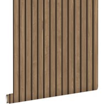 Estahome - papier peint tasseaux de bois marron clair