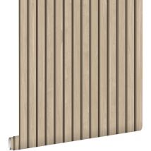 Estahome - papier peint tasseaux de bois beige